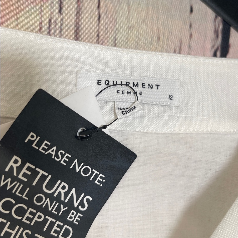White Linen Equipment Dress 12 - Picture 2 of 9